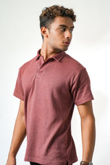 Waffle polo - Maroon