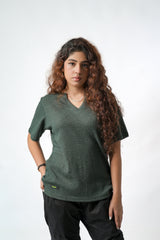 Waffle V tee - Bottle green